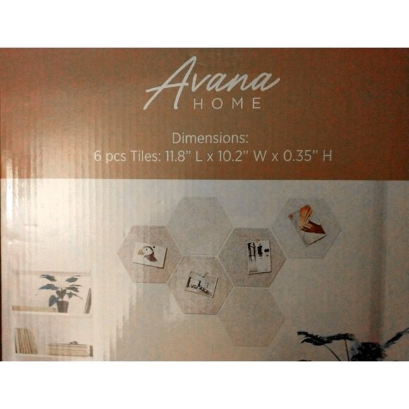 Avana Home 6 Hexagon White & Grey Felt Peel & Stick Bulletin Boards - Picture 3 of 3